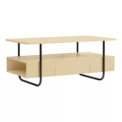Bowery Hill Contemporary Wood Multi-Storage Coffee Table In Light Maple • $144.69
