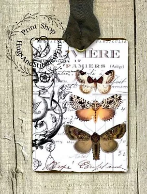 Hang Tags VINTAGE STYLE FRENCH BUTTERFLY TAGS Or MAGNET #197  Gift Tags • $4