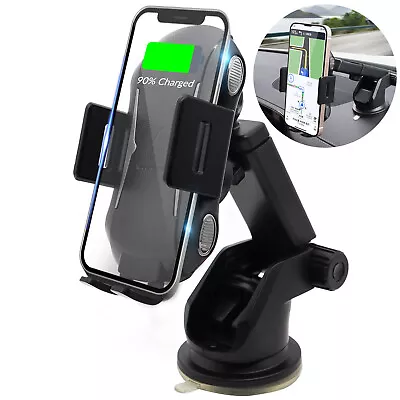 Qi Car Fast Charger Wireless Charging Phone Stand Dash Air Vent Dashboard Mount& • $18.10