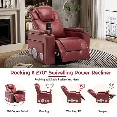 270 Degree Swivel PU Leather Power Recliner Seat Home Theater Recliner Chair • $656.67