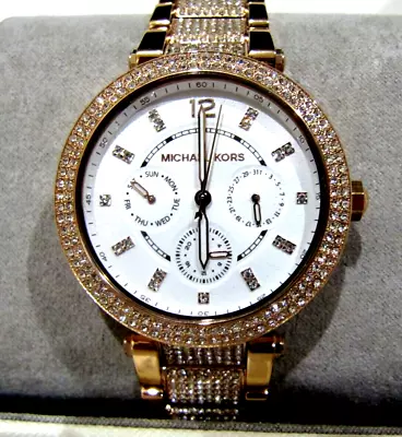 Michael Kors MK6760 Parker Multifunction Rose Gold Ladies Chrystals Watch NWT • $115.99