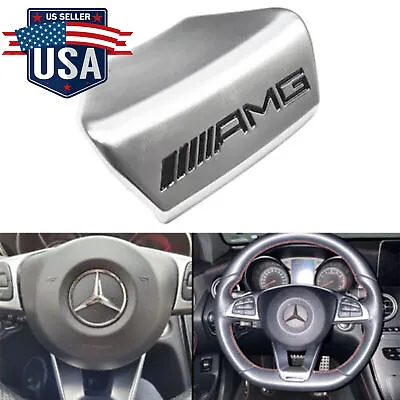 3D Chrome Badge For AMG Steering Wheel Emblem Squared Base GLC C43 C350E Sedan • $12.99