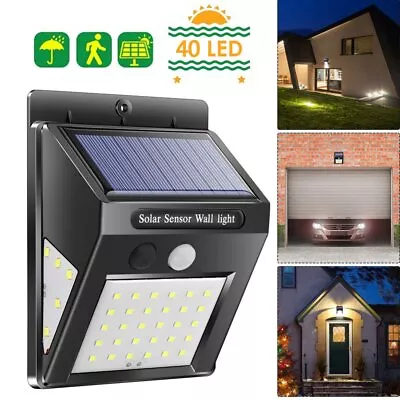 40LED Solar Powered PIR Motion Sensor Wall Security Light Garden Outdoor Lamps • £8.99