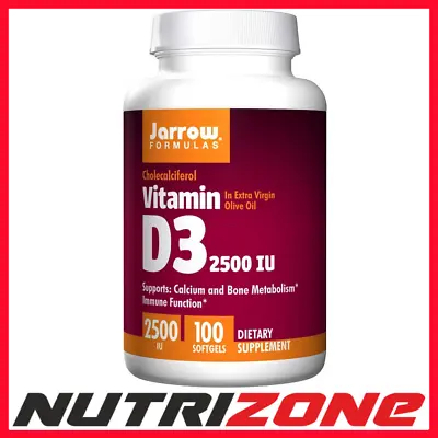 Jarrow Formulas Vitamin D3 2500 IU Bone Health Caclium Metabolism - 100 Softgels • £17.50