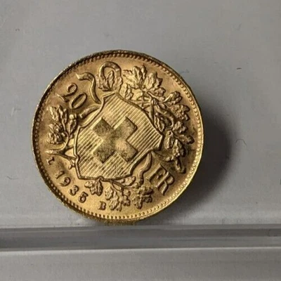 $386 • Buy 1935-LB UNC Switzerland Helvetia 20 Francs Gold Coin #2