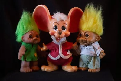 Vintage 10 Inch Dam Mouse Troll Russ Troll Denmark Troll (3) Troll Lot Toys • $55