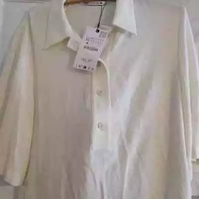 Zara Women's Off White Short Sleeve Blouse Size X-small • $17.99