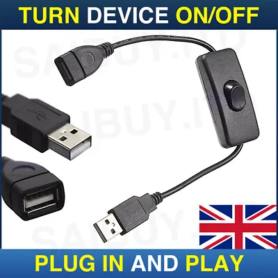 £3.99 • Buy USB Cable With On/Off Toggle Switch Power Control Raspberry Pi Arduino In Black