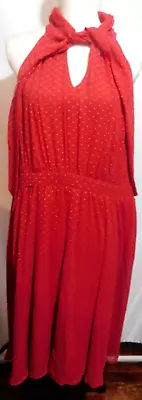 Torrid Retro Chic Plus Size 18 Sleeveless Red Tonal Polka Dots Fit & Flare DRESS • $44.99