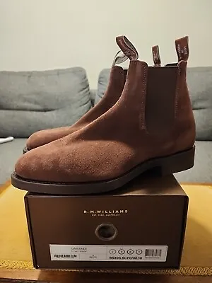 RM Williams Gardener Cola Suede Mens Boots Chelsea Boot Shoes SZ AU 10 RRP$649 • $430