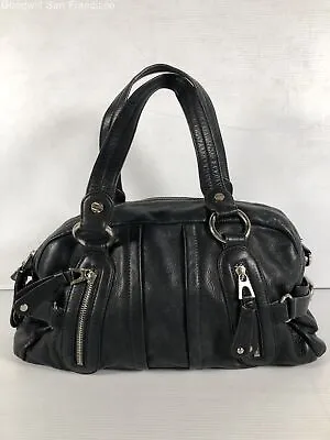 B. Makowsky Womens Black Leather Pockets Detachable Strap Large Shoulder Bag • $19.99