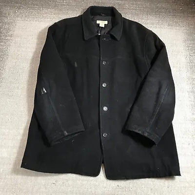 Vintage J Crew Coat Mens Extra Large Peacoat Overcoat Car Cot Black Jacket • $27.22