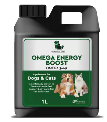 Runaway Pets | Omega Energy Boost | Omega 3-6-9 | 1 Litre • $99.95