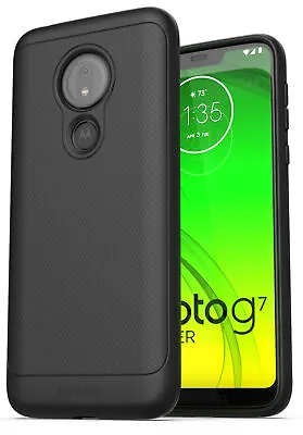 For Moto G7 Power Case (Thin Armor) Slim Fit Flexible Grip Phone Cover - Black • $9.99