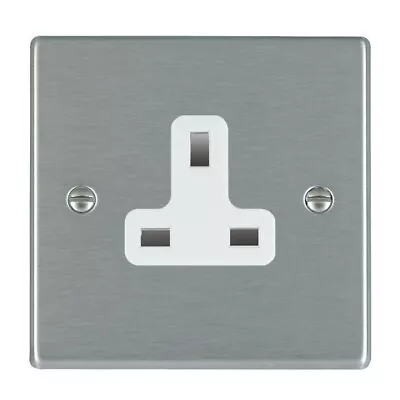 Hamilton Hartland Satin Steel 1 Gang 13A Unswitched Socket - White Insert 74US13 • £10.99