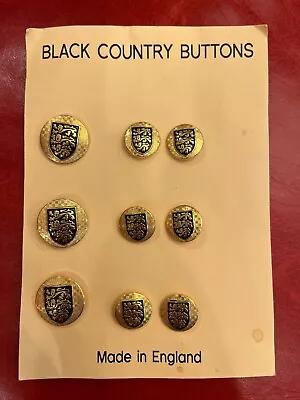 24K Gold Enamel 3-Lion England Shield Coat Of Arms Metal Blazer 9-Buttons Set • $34.90