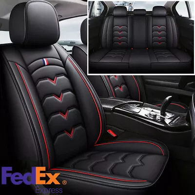 $69.92 • Buy 6D Full Surrounded Car Seat Covers Cushion Set Durable PU Leather Black & Red