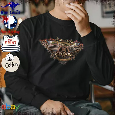 Aerosmith Logo Long Sleeve T Shirt XS - 5XL Retro Rock Music Tee • $54.50