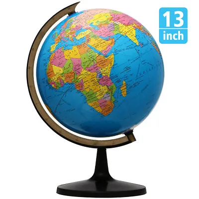13'' World Globe Earth Ocean Rotating World Map Desktop Geography W/ Stand Gift • $36.59