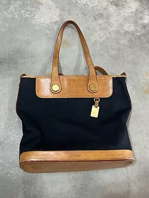 Vintage Dooney And Bourke Purse Handbag Black Fabric & Leather Made USA • $0.99