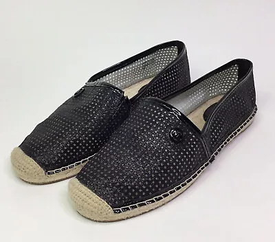 Michael Kors Kendrick Slip On Espadrille Flats Black Perf Mesh Size 6M • $49.95