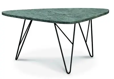 £99.99 • Buy Coffee Table Stone Effect Top Black Metal Legs Small Retro Funky Coffee Table 
