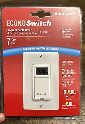 New Sealed Honeywell Econo Switch RPLS530A 7-Day Programmable Timer Switch White • $19.99