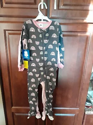 GERBER Girls 2 Piece 24 Month Footed Pajamas With Grippers Pink/gray • $10