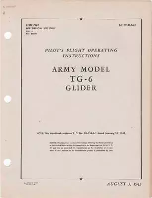 1943 Aaf Taylorcraft Tg-6 Training Glider Pilots Flight Manual Handbook-cd • $14.99