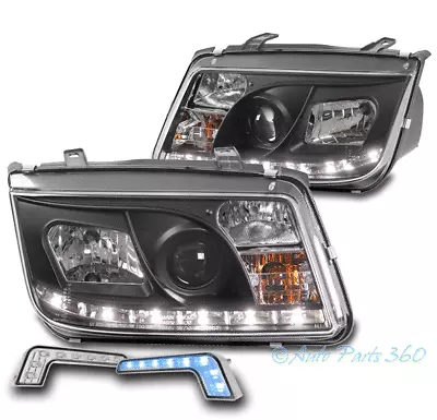 For 99-05 VW Jetta Mk4 LED Bar Projector Black Headlights Lamp W/Bumper Blue DRL • $285.95