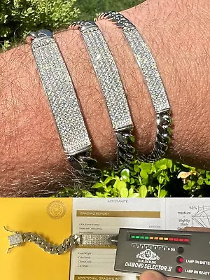 MOISSANITE Real Miami Cuban Link ID Bracelet 925 Silver Iced Passes Tester • $269.98