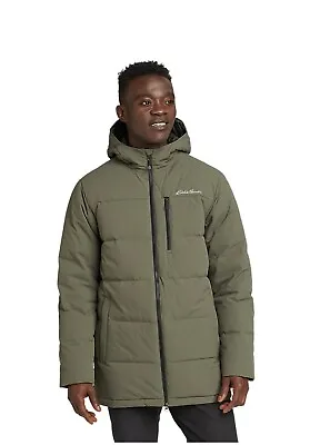 Eddie Bauer Men's Essential Down Parka 550 Puffer Jacket Medium Olive- New ✅ • $107.99