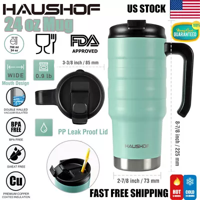 HAUSHOF 24oz Travel Mug Stainless Steel Double Wall Vacuum Insulated Tumbler Cup • $23.99