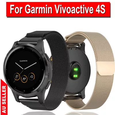 For Garmin Vivoactive 4S 4 18mm Magnetic Milanese Stainless Steel Wrist Band • $12.99