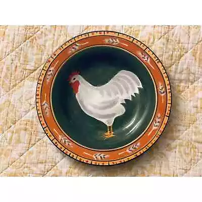 Department 56 WHITE/GREEN/ORANGE ROOSTER PLATTER Charger Plate Chicken Hen 12.5” • £38.57