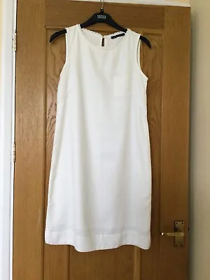 Marks And Spencer Shift Linen Mix Fully Lined Size 10 Sleeveless Knee Length  • £7