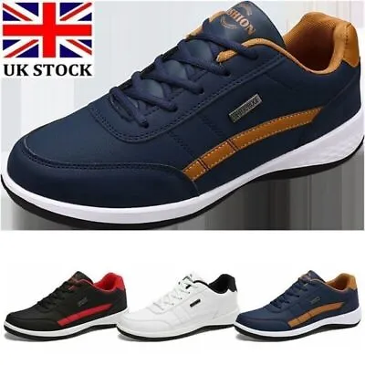 Mens Running Trainers Shock Absorbing Casual Walking Lace Gym Sports Shoes Size • £11.14