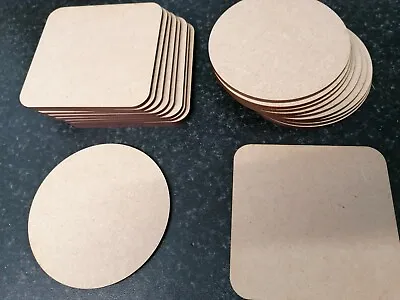10x Wooden MDF Plain Coasters 10cm Craft Blanks Square Circle Shapes Free Post • £3.95