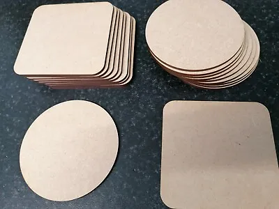 10x Wooden MDF Plain Coasters 10cm Craft Blanks Square Circle Shapes • £3.95