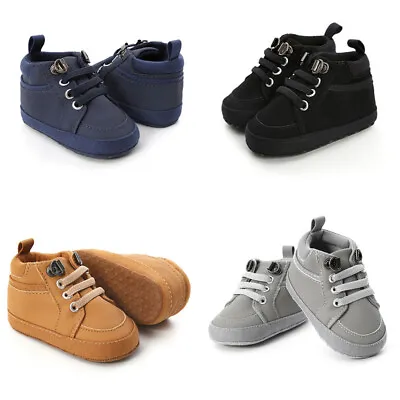 Newborn Baby Boy Girl Sneakers Toddler Pram Shoes Anti-slip Soft Crib Shoes UK • £8.18