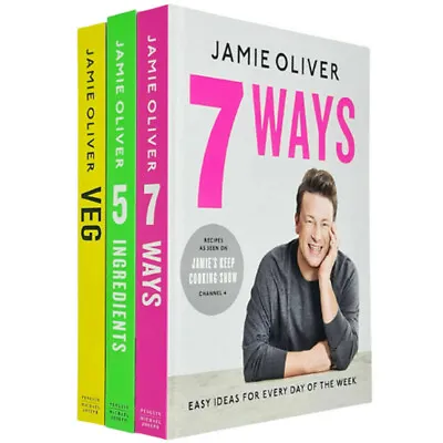 $93.22 • Buy Jamie Oliver 3 Books Collection Set 7 Ways, 5 Ingredients, Veg Easy & Delicious