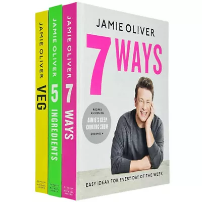 Jamie Oliver 3 Books Collection Set 7 Ways 5 Ingredients Veg Easy & Delicious • $94.86