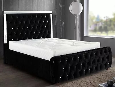 £899.95 • Buy Chesterfield Upholstered Fabric Mirrored Bed Frame Base With Headboard Footboard