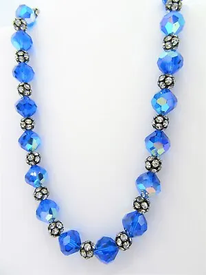 VENDOME Faceted AB Crystal Glass Beaded Necklace Signed Rondel Spacers • $65