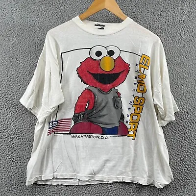 Vintage Elmo Sport Sportswear T-Shirt Sesame Street Size XL White Made In USA • $39.99