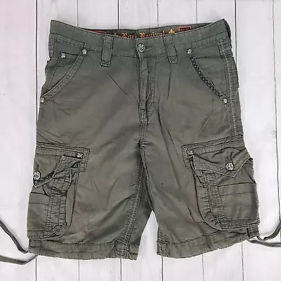 Rock Revival Classic Men's 34x23 Cargo Shorts Army Green Thick Stitch Big Button • $49.99