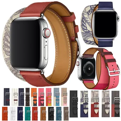 $24.49 • Buy Double Tour Bracelet Real Leather Strap For Apple Watch Band 38mm 40mm 42mm 44mm