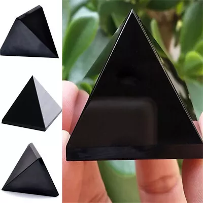 Natural Mineral Black Obsidian Pyramid Quartz Crystal Reiki Energy Towers • $24.89