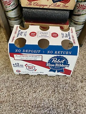 Pabst Blue Ribbon Beer Bottle Six Pack Cardboard Holder  Milwaukee Wi Vintage • $25