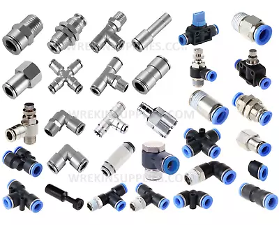 £2.95 • Buy Metal Pneumatic Push In Fittings Hose Tube Water Air Speed Fit Join Adaptor Tee